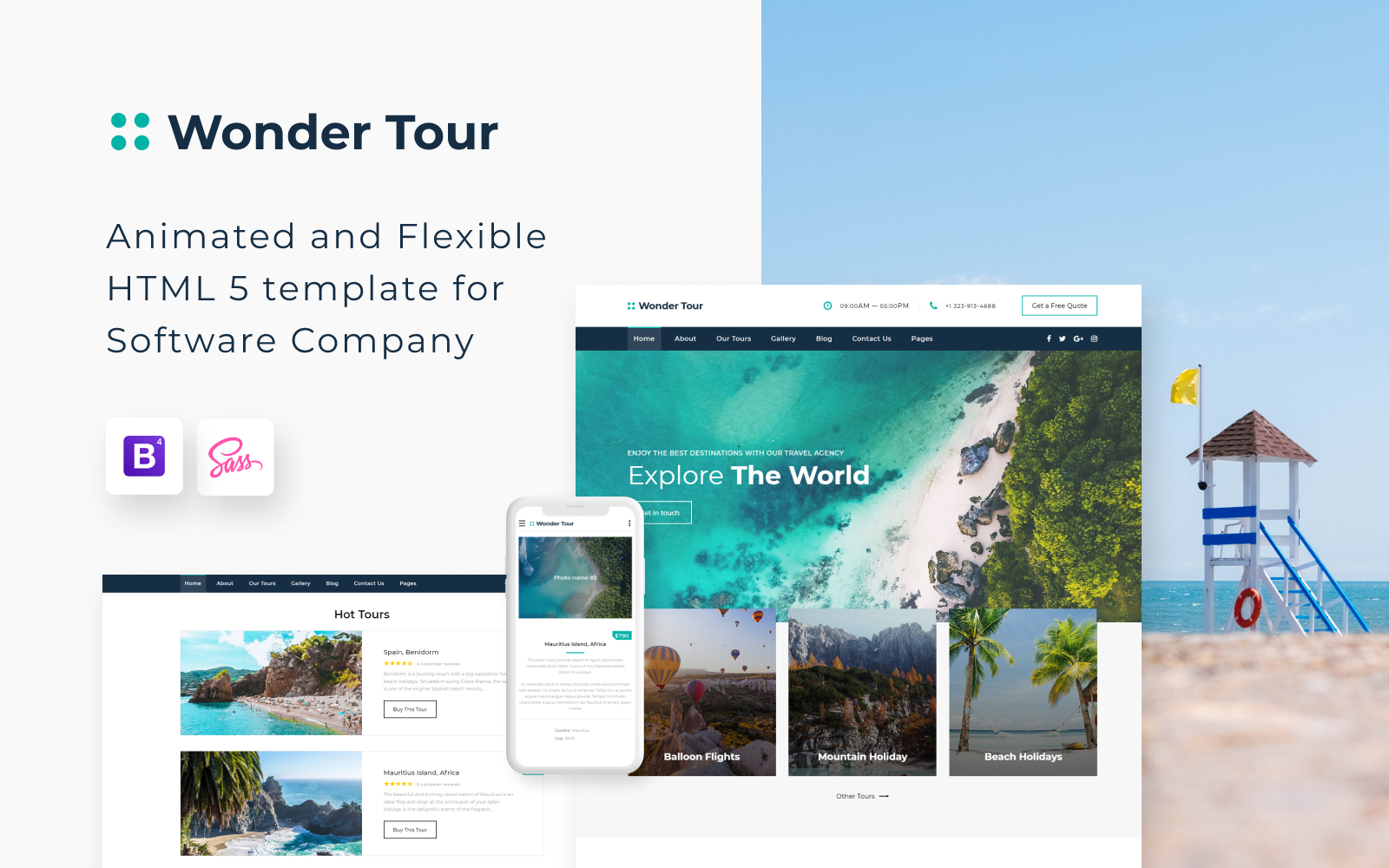 Wonder Tour - Travel Agency Multipage HTML Template Web №58200