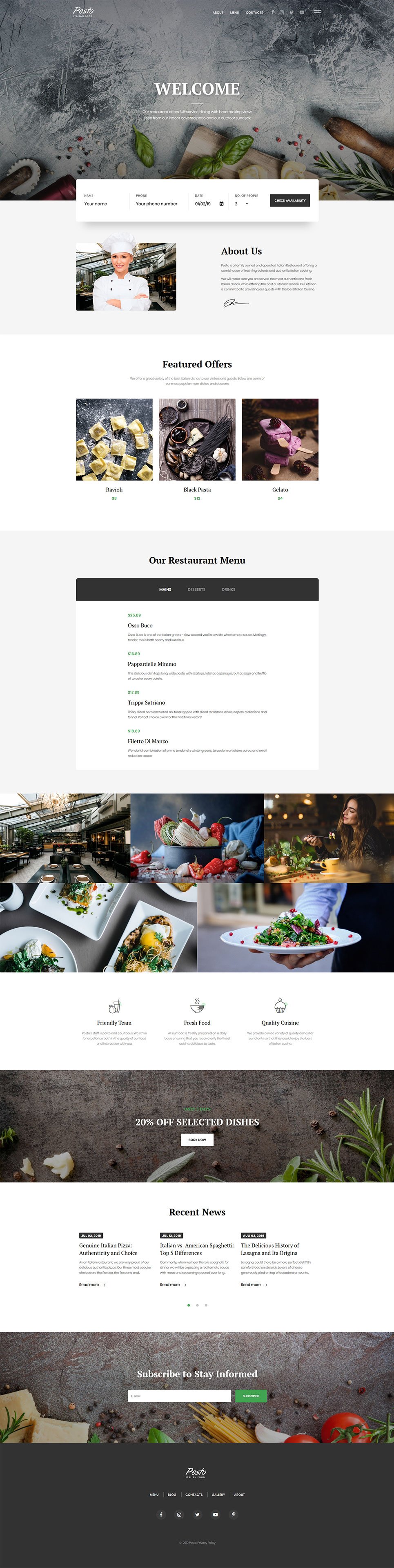 Cafe and Restaurant Responsive Website Template New Screenshots BIG