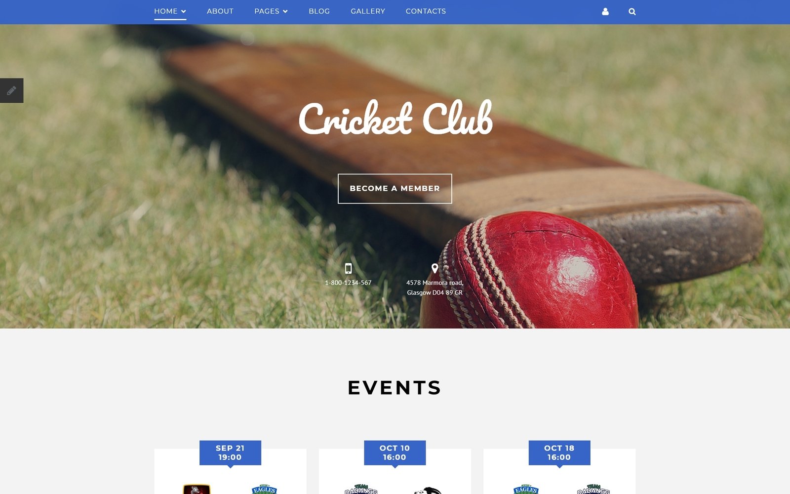 "Cricket Club Joomla Template" Responsive Joomla Template №58317