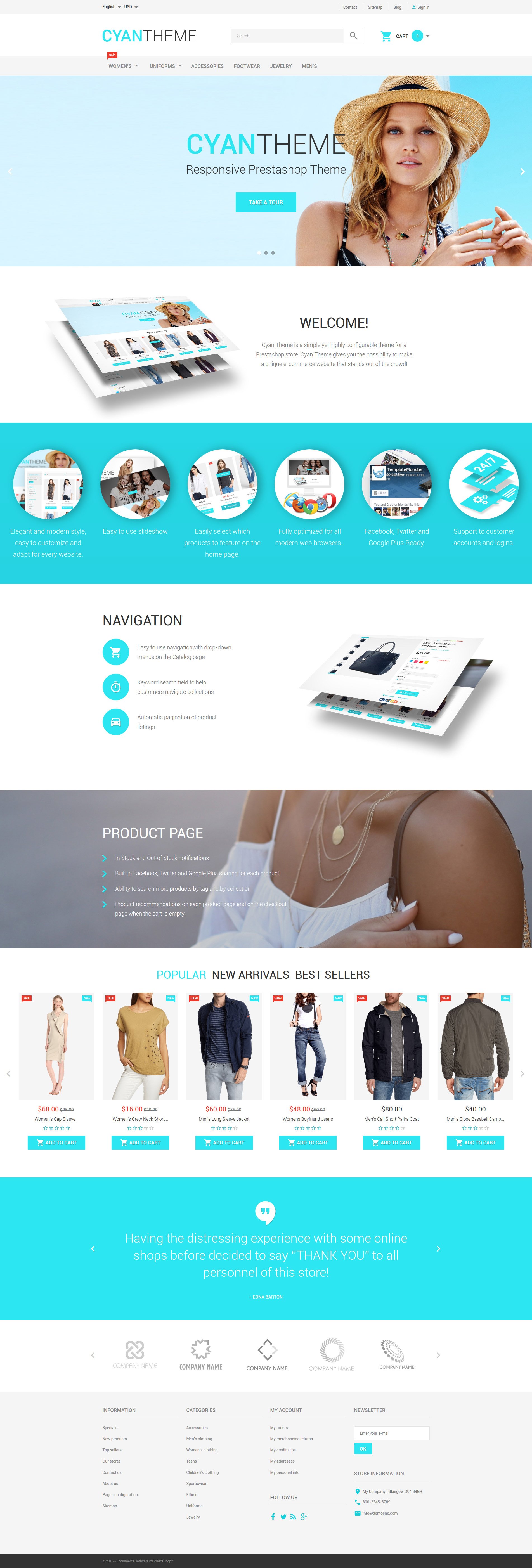 CyanTheme PrestaShop Theme - screenshot