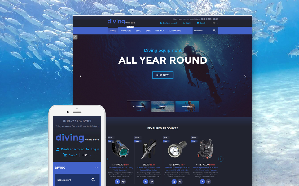 Diving Online Store Shopify Theme New Screenshots BIG