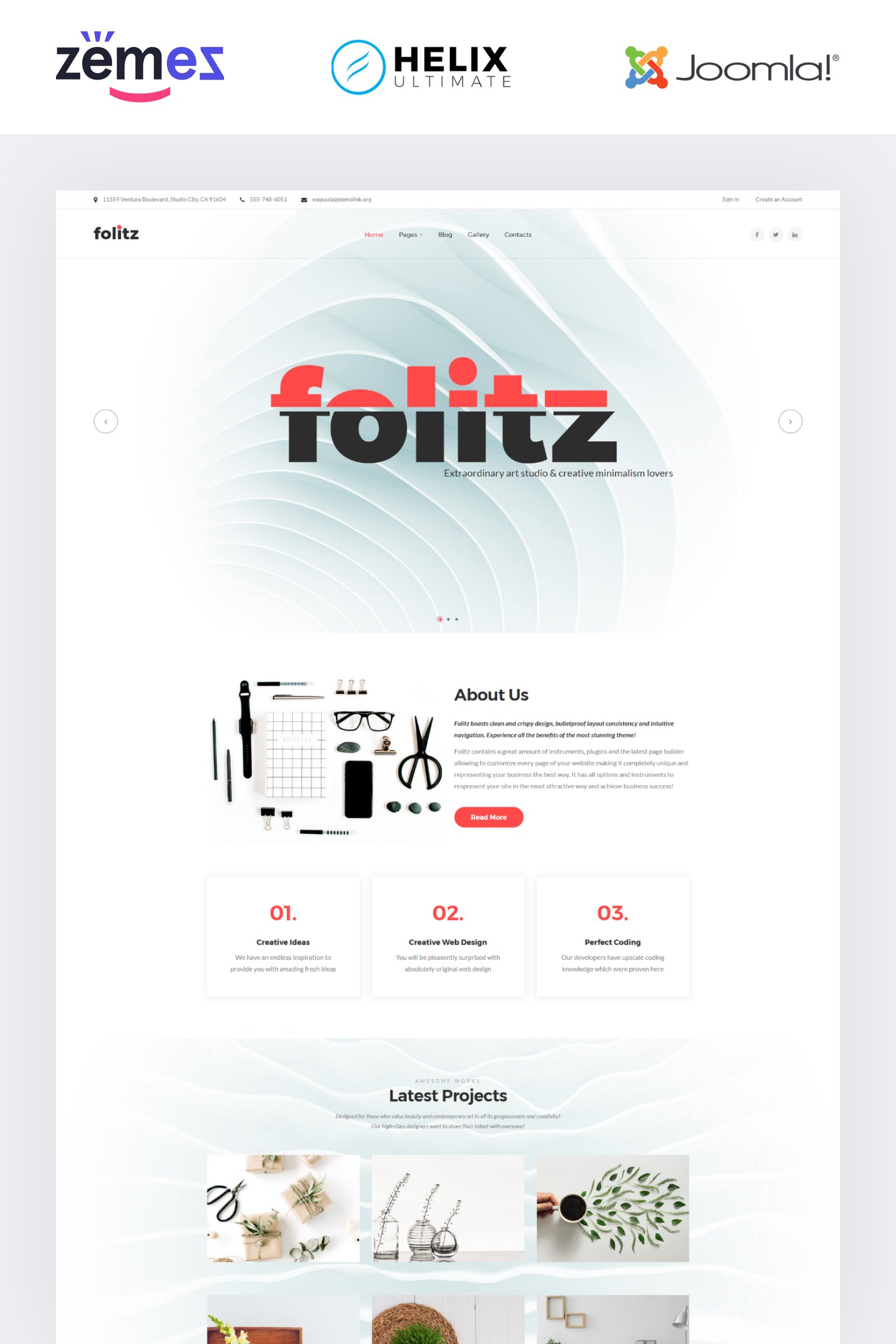 Folitz - Art Studio Minimalistic Joomla Template