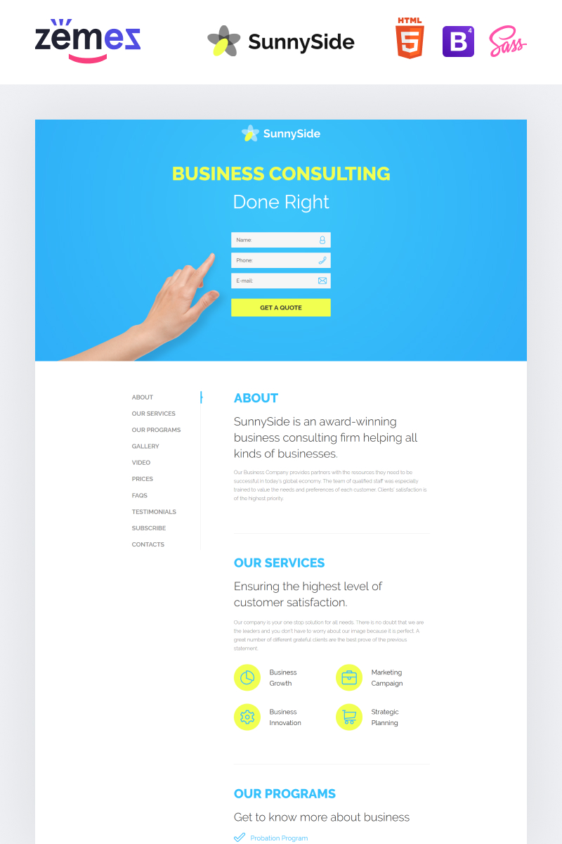 SunnySide - Design Studio Minimal HTML №58374 - скриншот