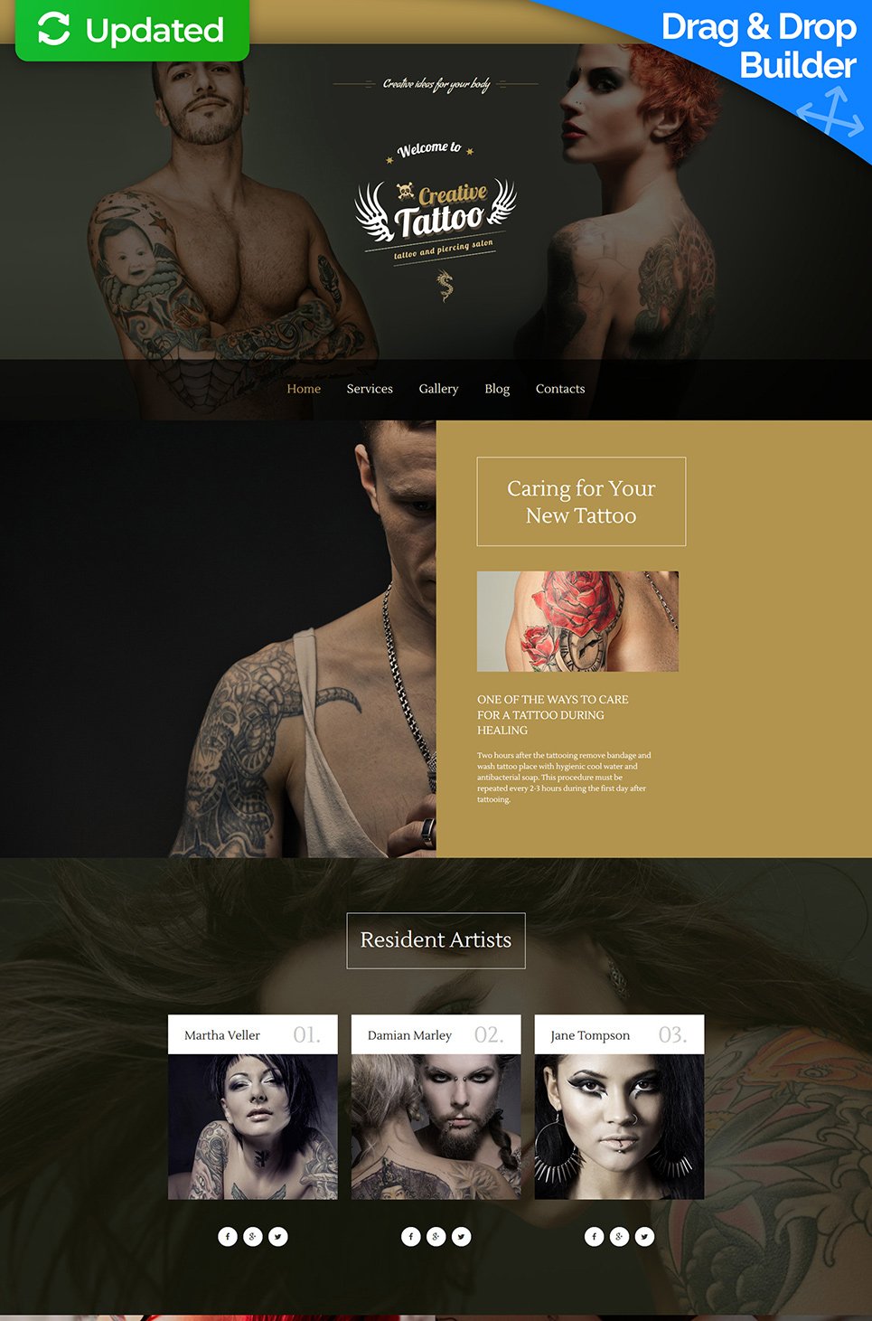 Tattoo Salon Responsive Moto CMS 3 Template New Screenshots BIG