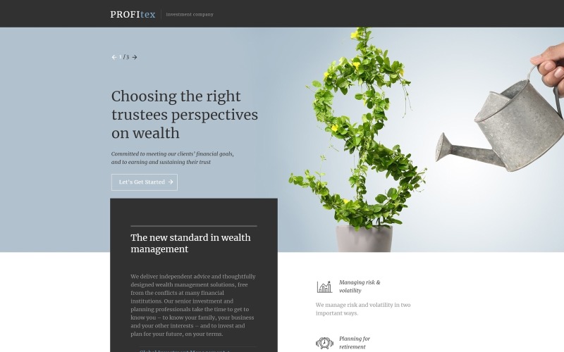 Investment Company Responsive Landing Page Template