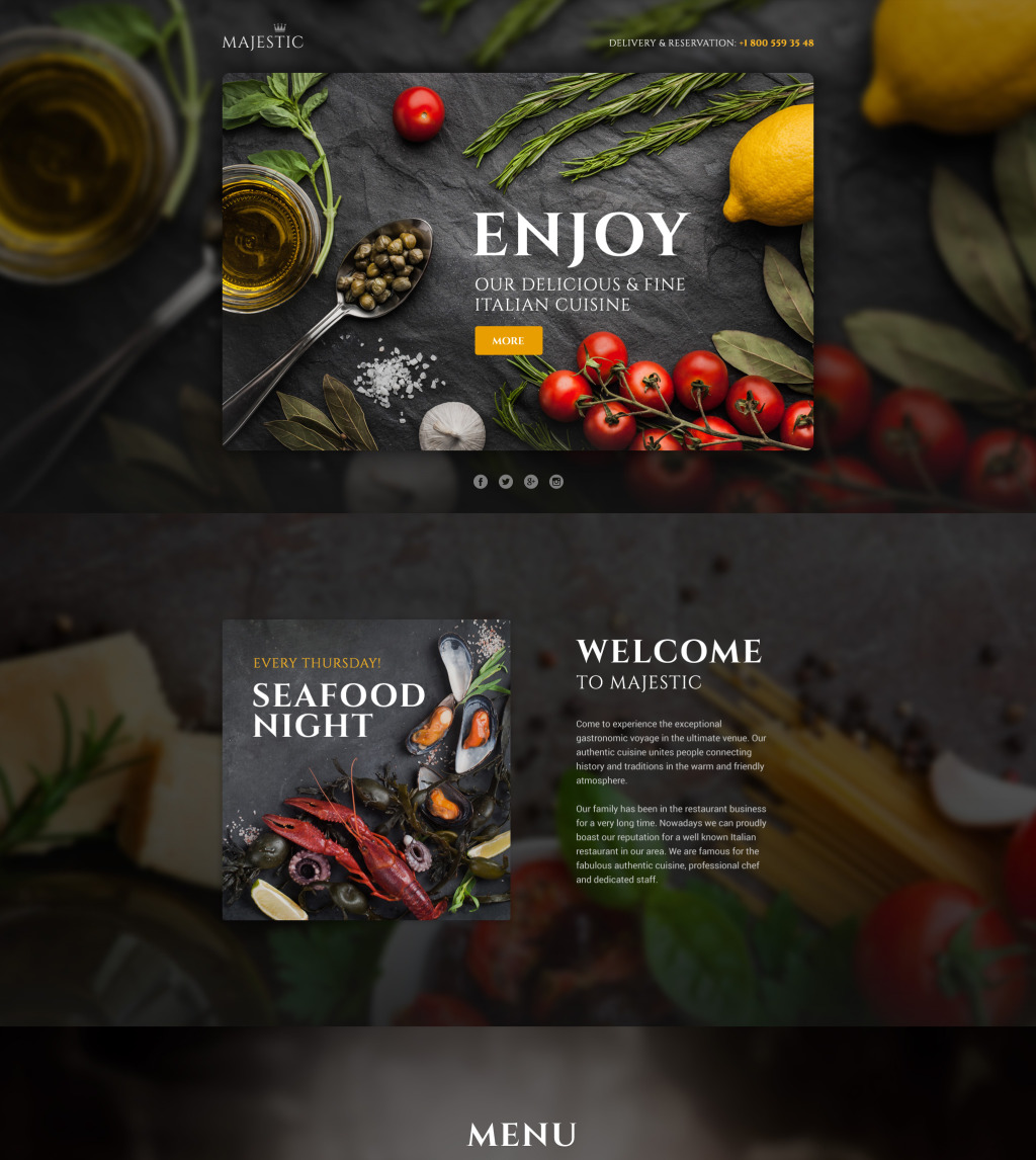 Italian Restaurant Responsive Landing Page Template #58460