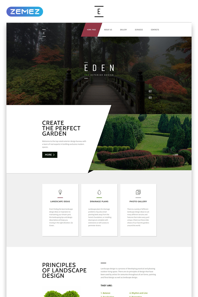 Plantilla Web "Eden - Exterior Design Modern Responsive HTML" #58440