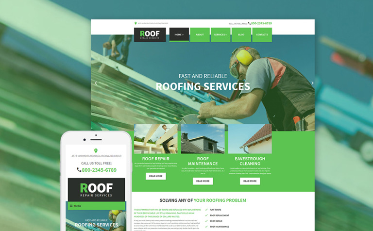 Roof Repair Responsive WordPress Theme Big Screenshot Roof Repair WordPress Theme New Screenshots BIG