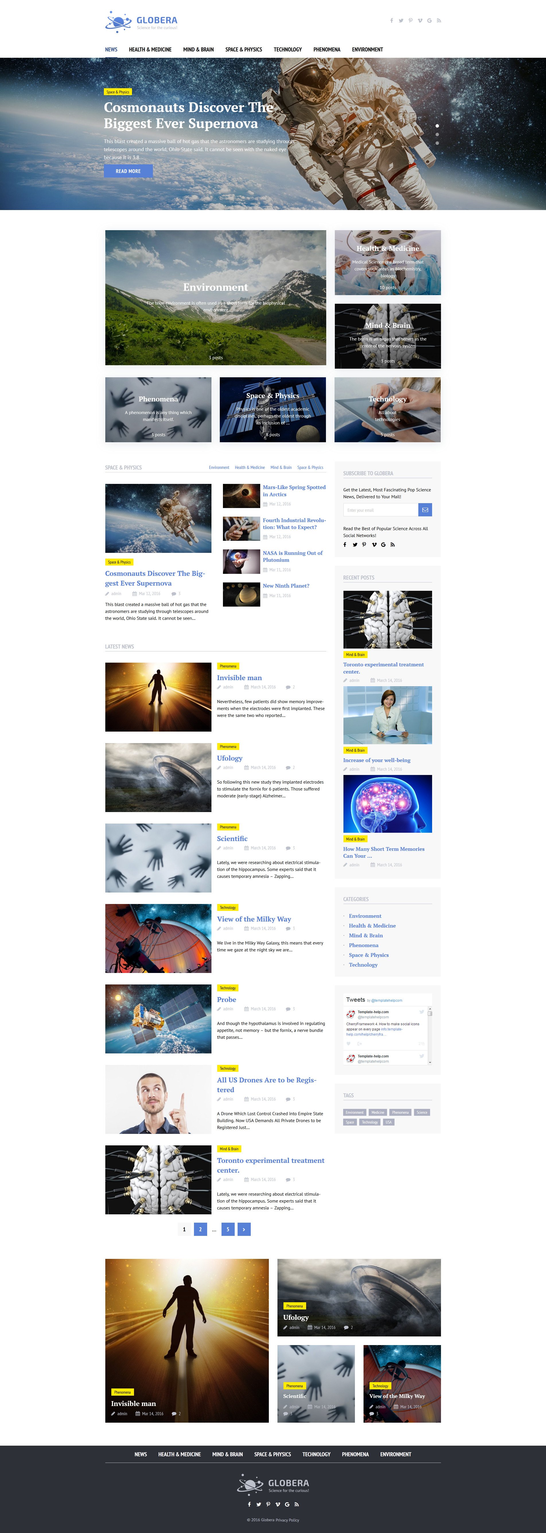 Science News Portal & Magazine Wordpress Theme WordPress Theme - screenshot
