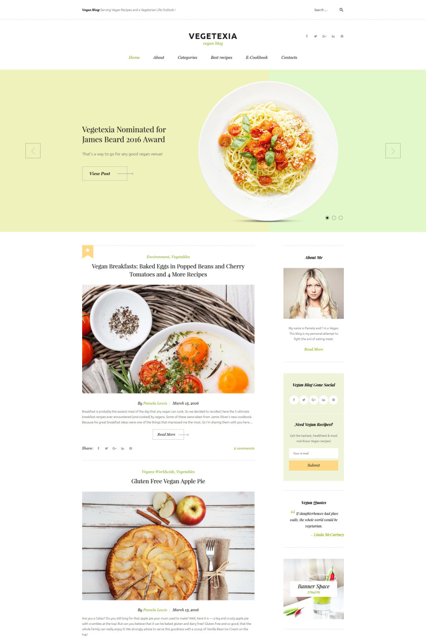 Vegetarian Restaurant Blog Wordpress Theme Zemez