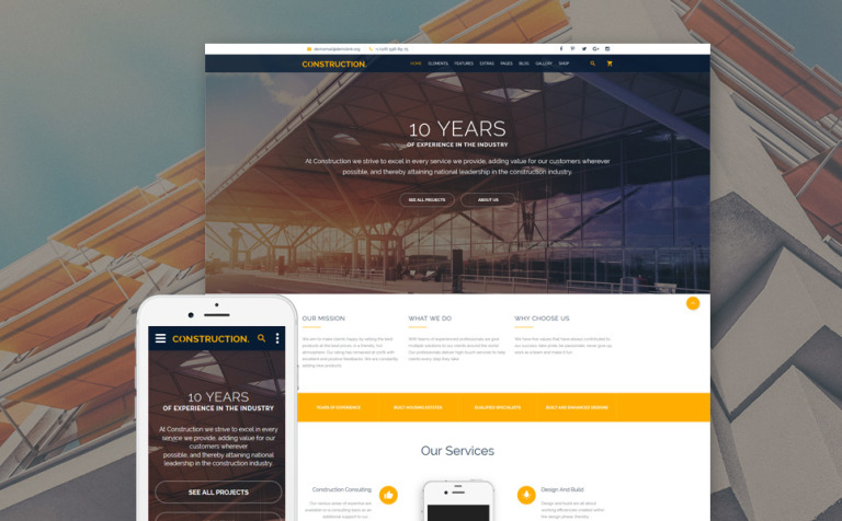 Construction Multipurpose Parallax Website Template Big Screenshot Construction Multipurpose Website Template New Screenshots BIG