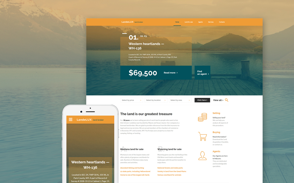 LandeLux - Land Broker Responsive Website Template New Screenshots BIG