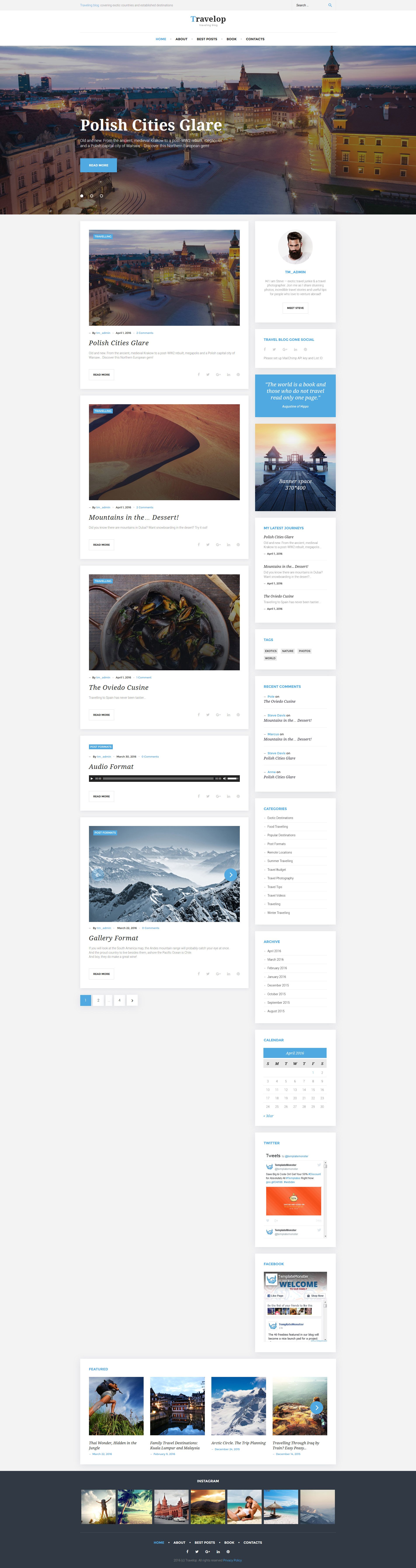 Responsivt Travelop - Traveling Blog WordPress-tema #58534 - skärmbild