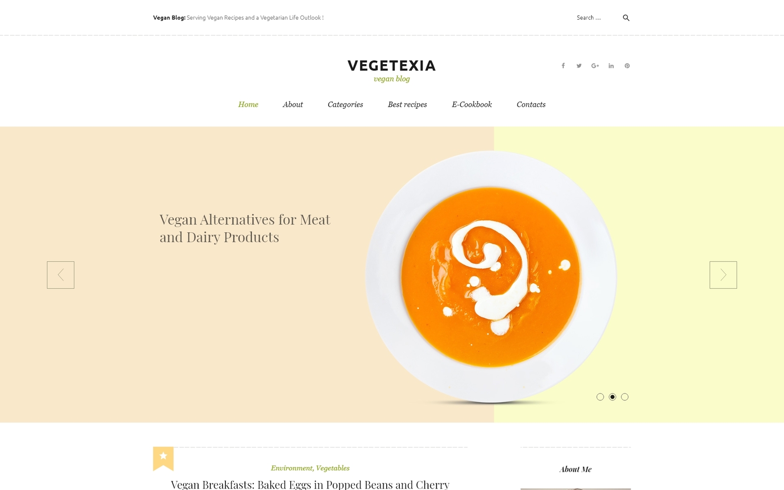 "Vegetarian Restaurant Blog" - адаптивний WordPress шаблон №58572