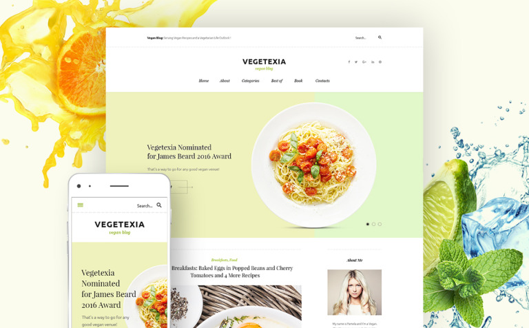 Vegetarian Restaurant Blog Responsive WordPress Theme Big Screenshot Vegetarian Restaurant Blog WordPress Theme New Screenshots BIG