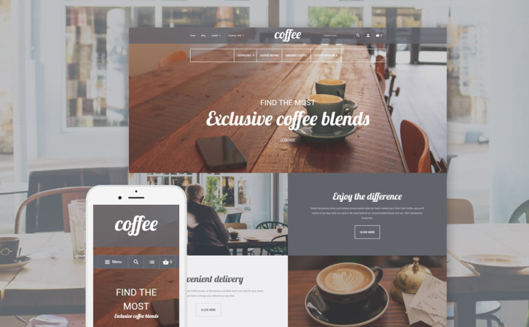 Coffee Shop Bootstrap Magento Template Big Screenshot Coffee Shop Magento Theme New Screenshots BIG