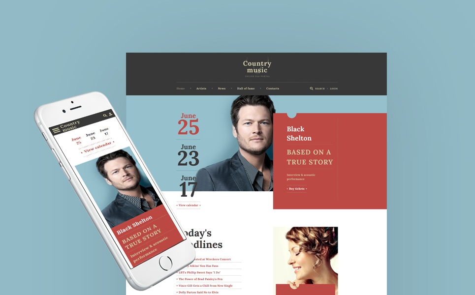 Country Music - Musician Responsive Multipage Website Template New Screenshots BIG