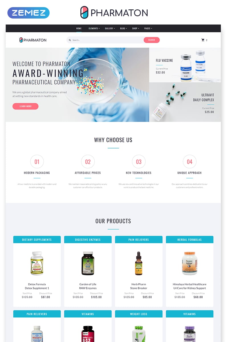 Responsive Pharmaton - Drug Store Multipage Modern HTML Template Web Sitesi #58600 - Ekran resmi