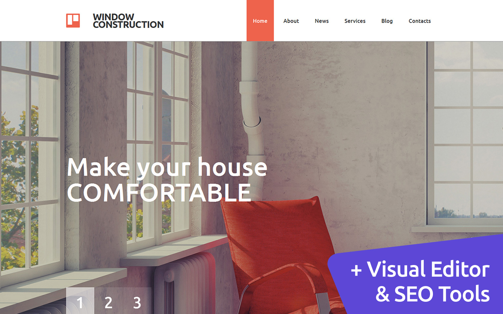 Reszponzív Window Construction Moto CMS 3 sablon 58609