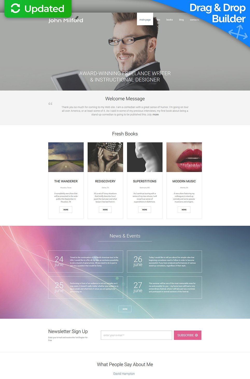 Writer/Author Responsive Moto CMS 3 Template New Screenshots BIG