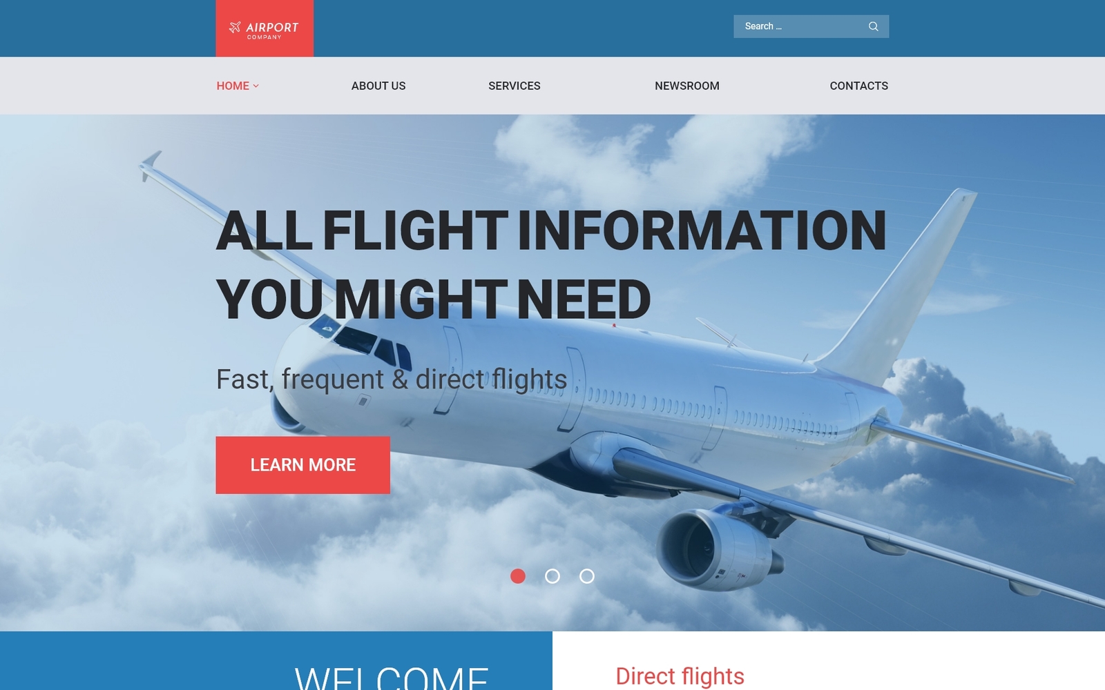 "Airfares" - адаптивний WordPress шаблон №58778