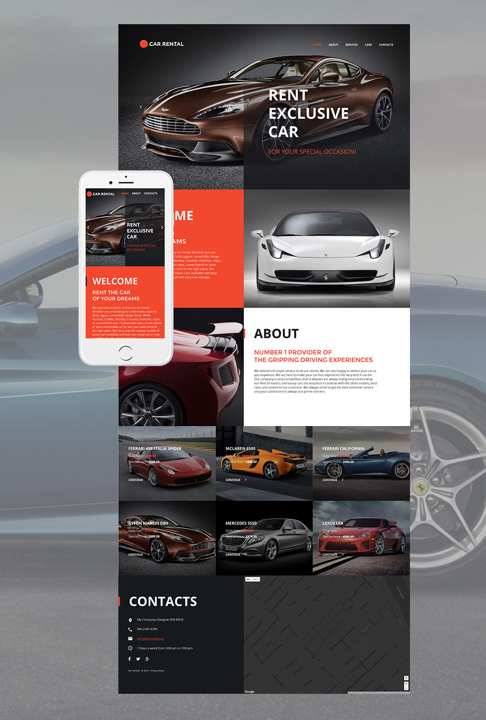 Car Rental Moto CMS HTML Template #58747