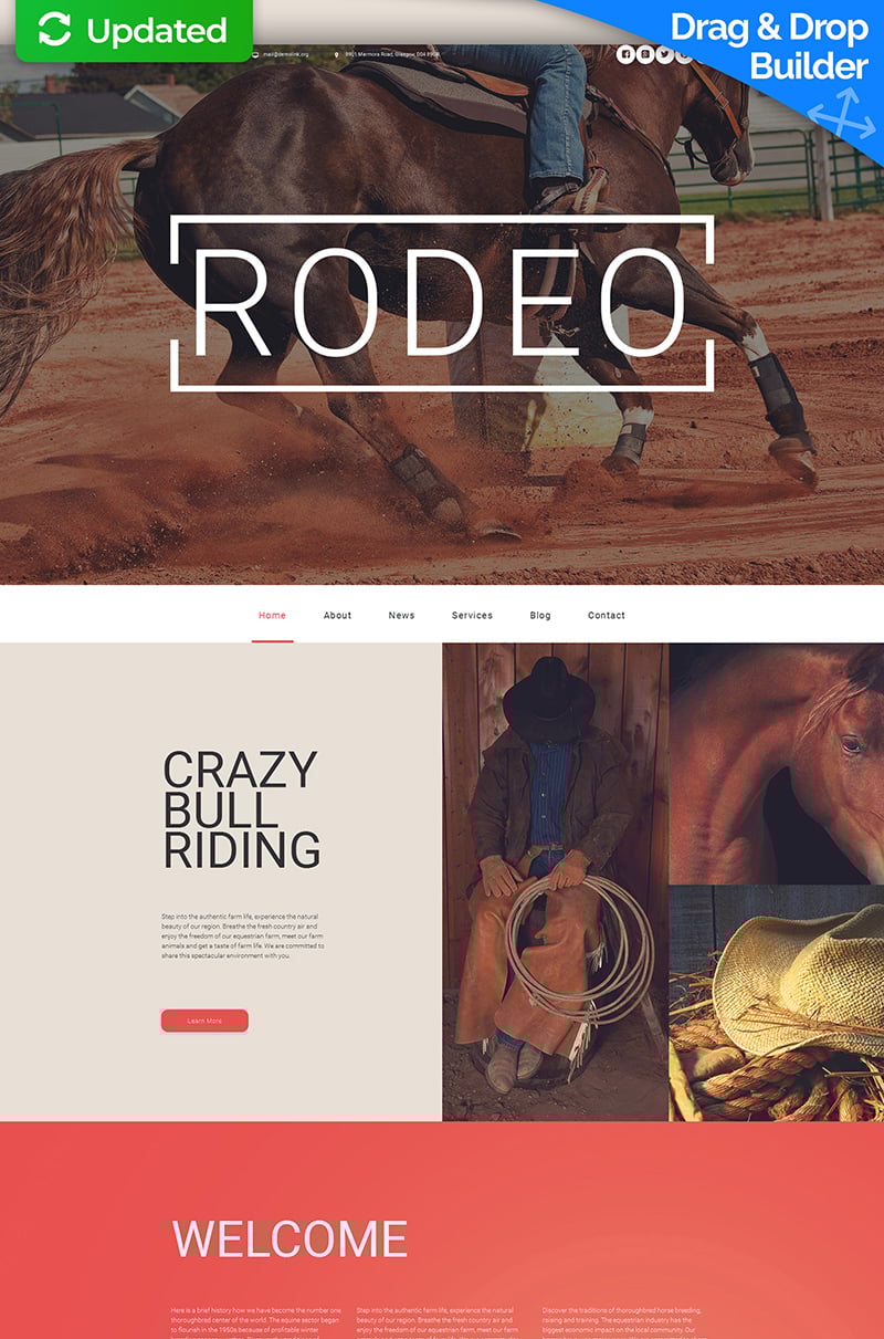 Plantilla Moto CMS 3 Responsive para Sitio de Caballos #58761