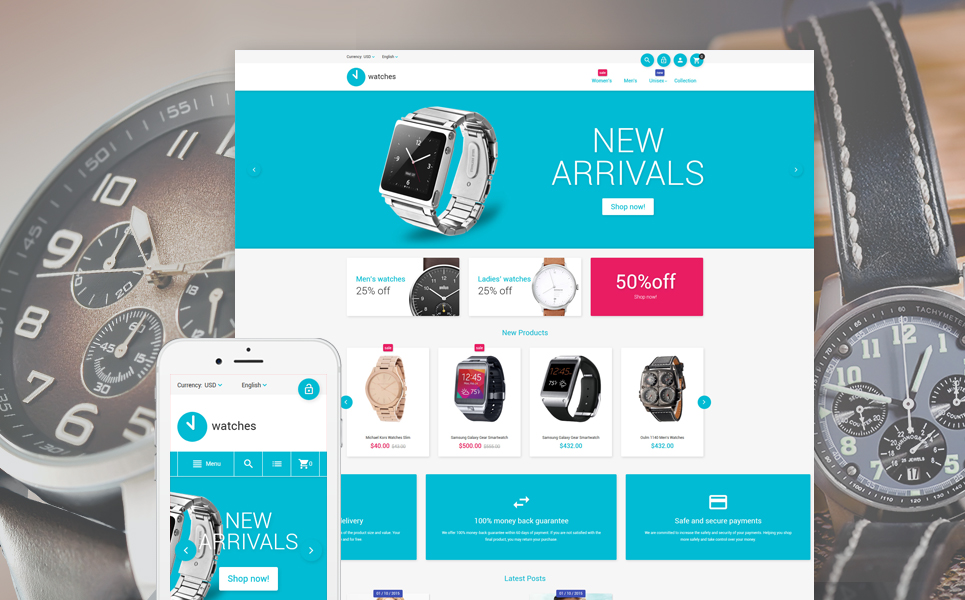 Watches Magento Theme New Screenshots BIG