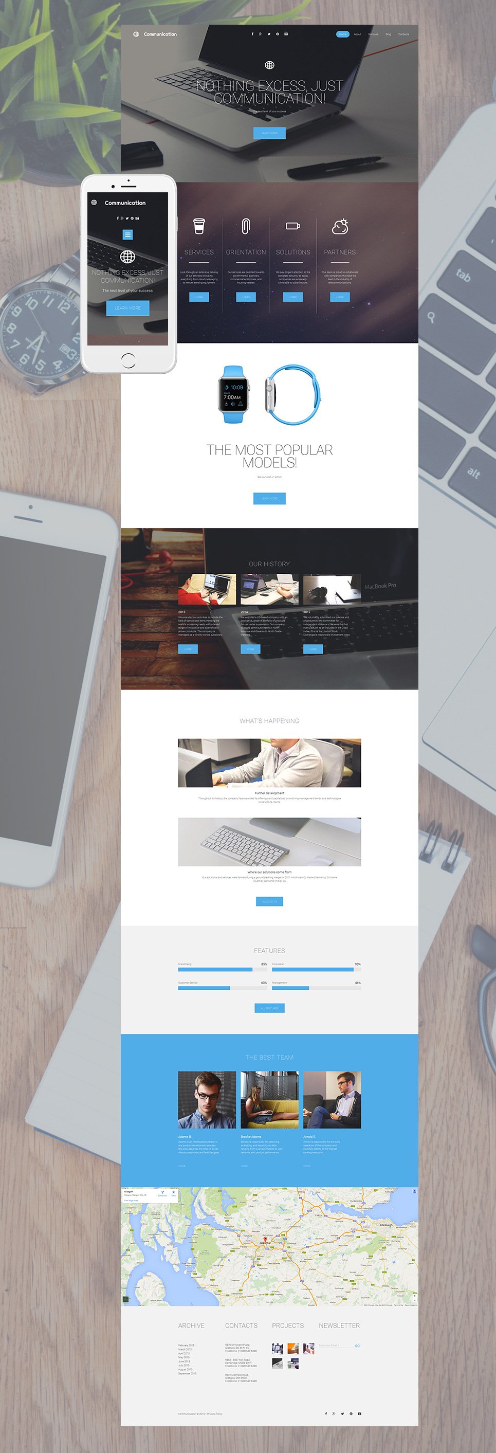 Communications Responsive Moto CMS 3 Template New Screenshots BIG