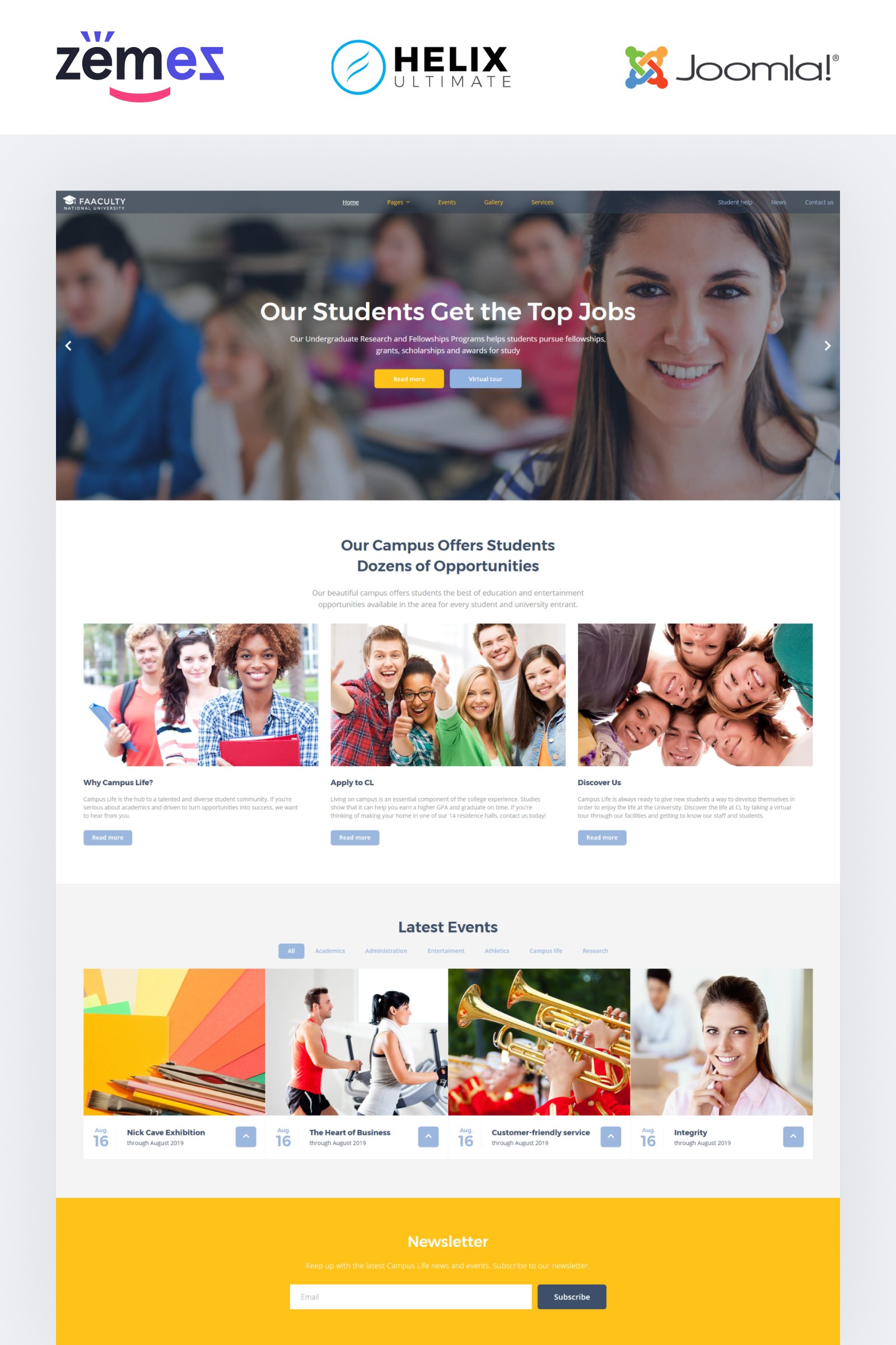 "Faaculty - University Multipage Modern" 响应式Joomla模板 #58870