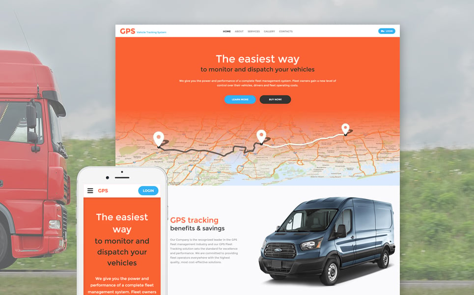 GPS Vehicle Tracking System Website Template New Screenshots BIG