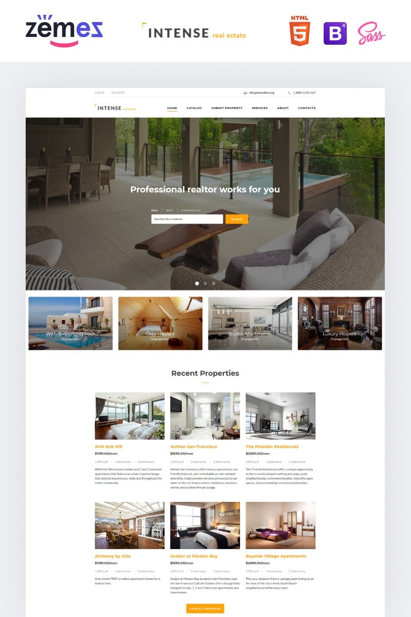Responsive INTENSE Real Estate Web Sitesi #58887