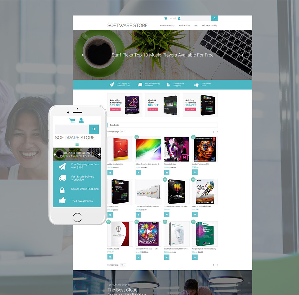 Software Store Premium MotoCMS Ecommerce Theme Big Screenshot Software Store Responsive MotoCMS Ecommerce Template New Screenshots BIG