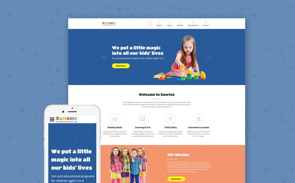 Sunrise - Kids Center & Kindergarten Responsive Website Template New Screenshots BIG