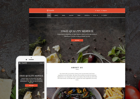 Cafe and restaurant site template