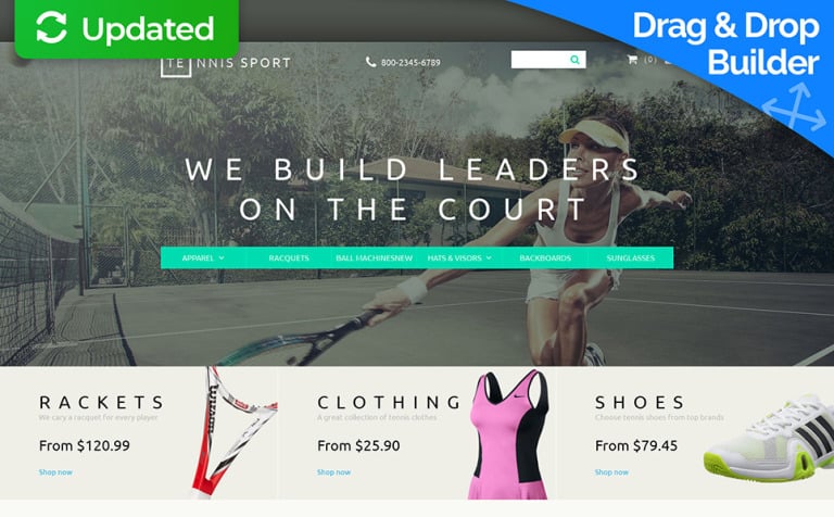 Tennis Premium MotoCMS Ecommerce Template Big Screenshot Tennis Responsive MotoCMS Ecommerce Template New Screenshots BIG