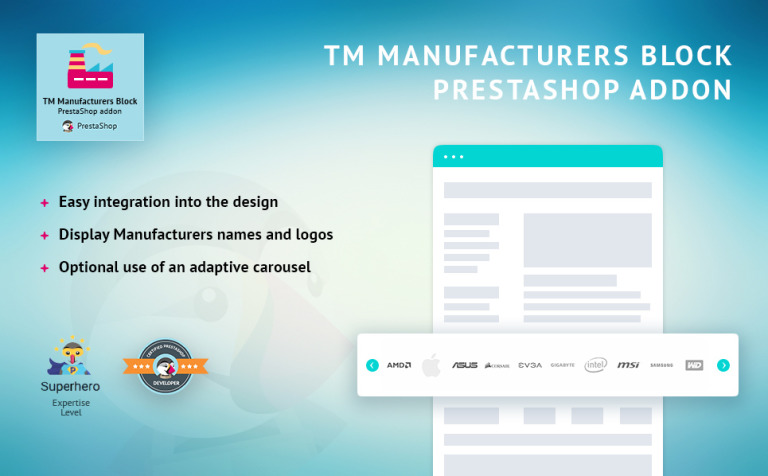 TM Manufacturers Block PrestaShop Module Theme Big Screenshot TM Manufacturers Block PrestaShop Module New Screenshots BIG