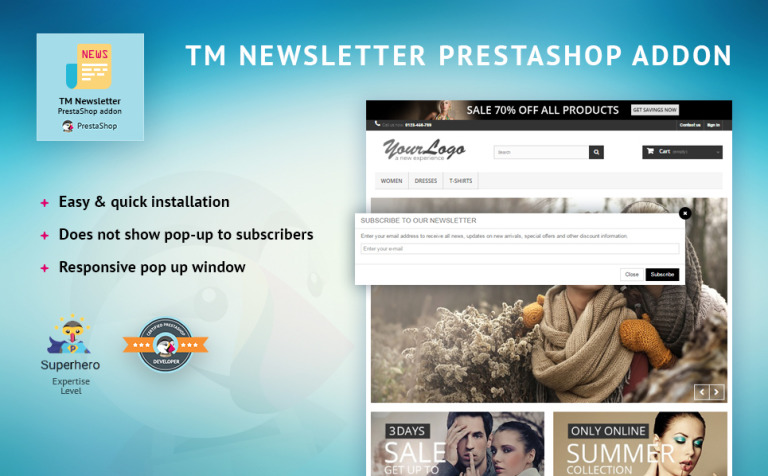 TM Newsletter PrestaShop Module Theme Big Screenshot TM Newsletter PrestaShop Module New Screenshots BIG
