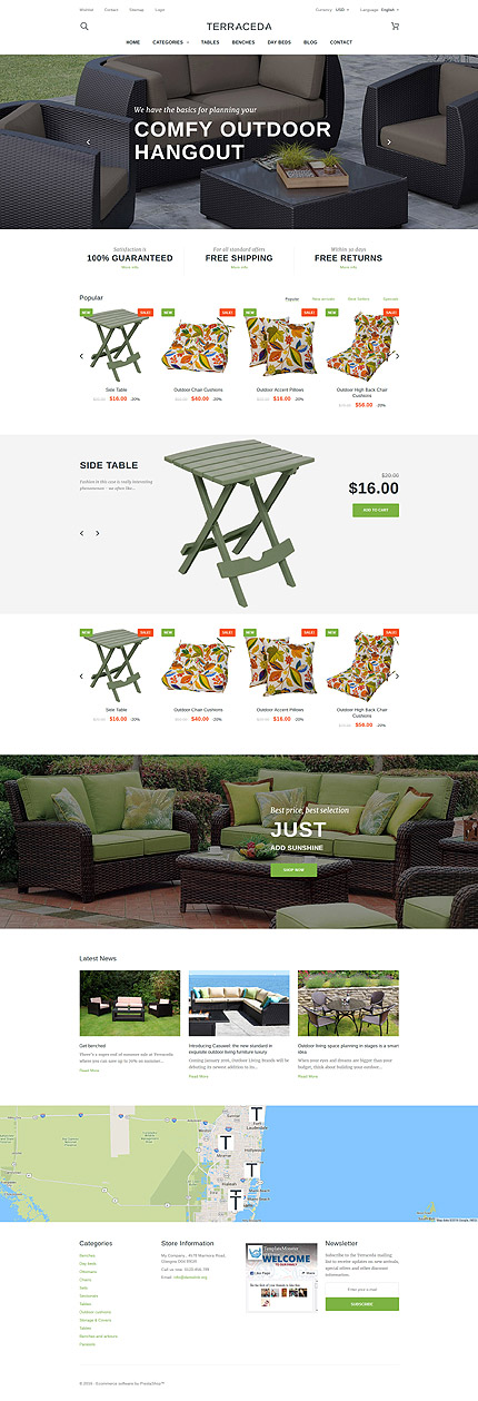 PrestaShop Main Page Screenshot
