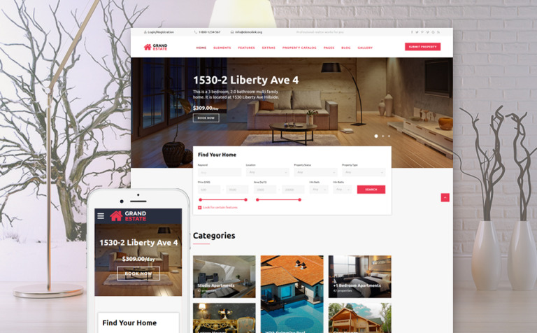 Grand Estate Responsive Website Theme Big Screenshot Grand Estate Website Template New Screenshots BIG