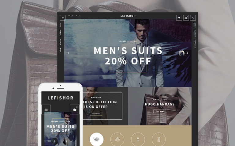 Lefishor - Men's Clothes Accessories Bootstrap PrestaShop Template Big Screenshot Lefishor - Men's Clothes Accessories PrestaShop Theme New Screenshots BIG