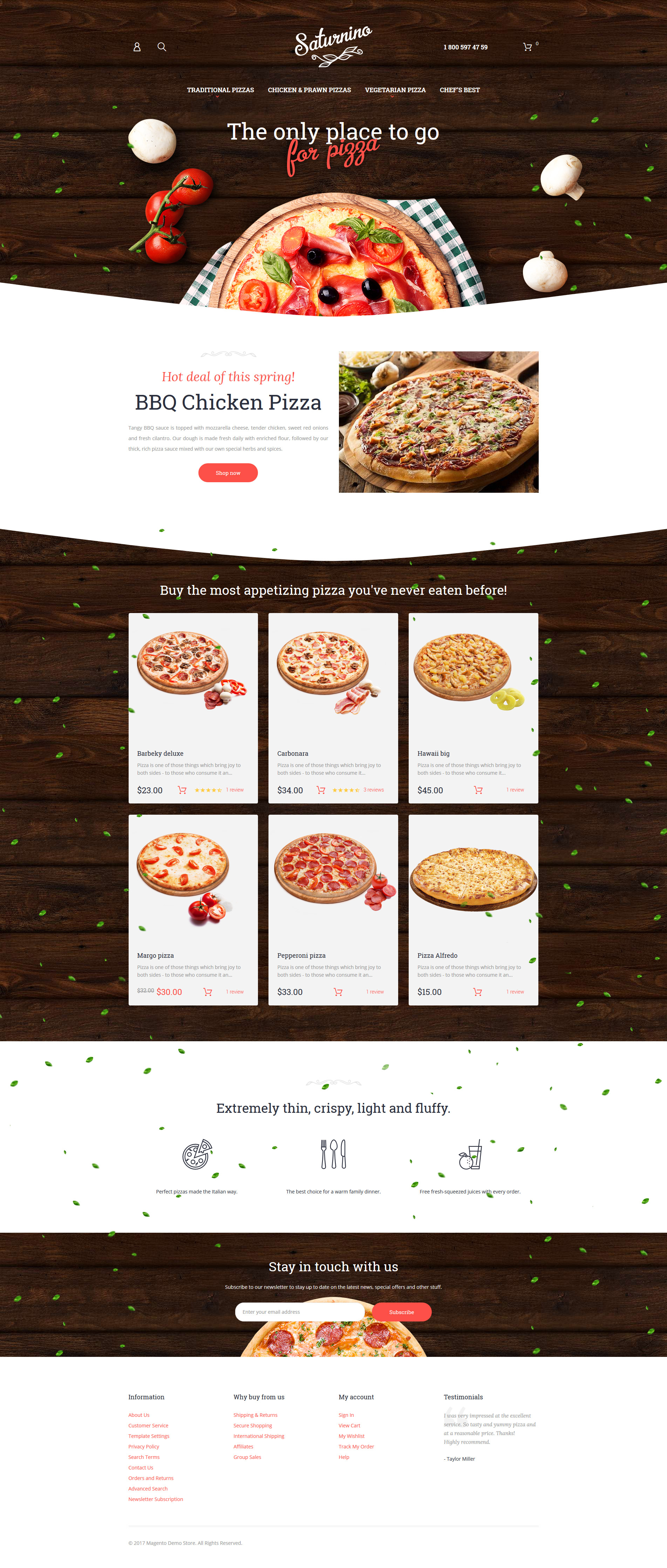Modello Magento Responsive #58961 "Saturnino - Pizza Responsive"