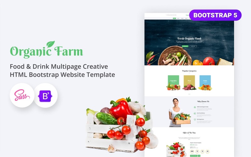 Organic Farm - Food & Drink Multipage Creative HTML Bootstrap Website Template