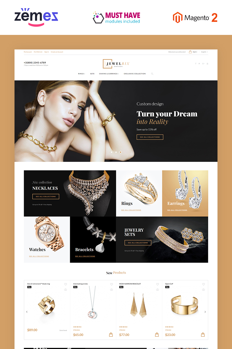 Responsivt Jewelrix Magento-tema #58903