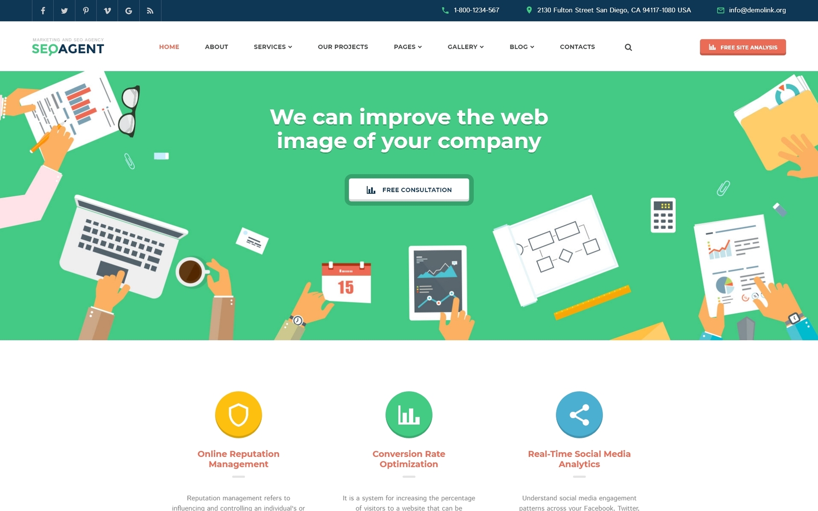 "SEO Website Responsive Website Template" Responsive Website template №58985