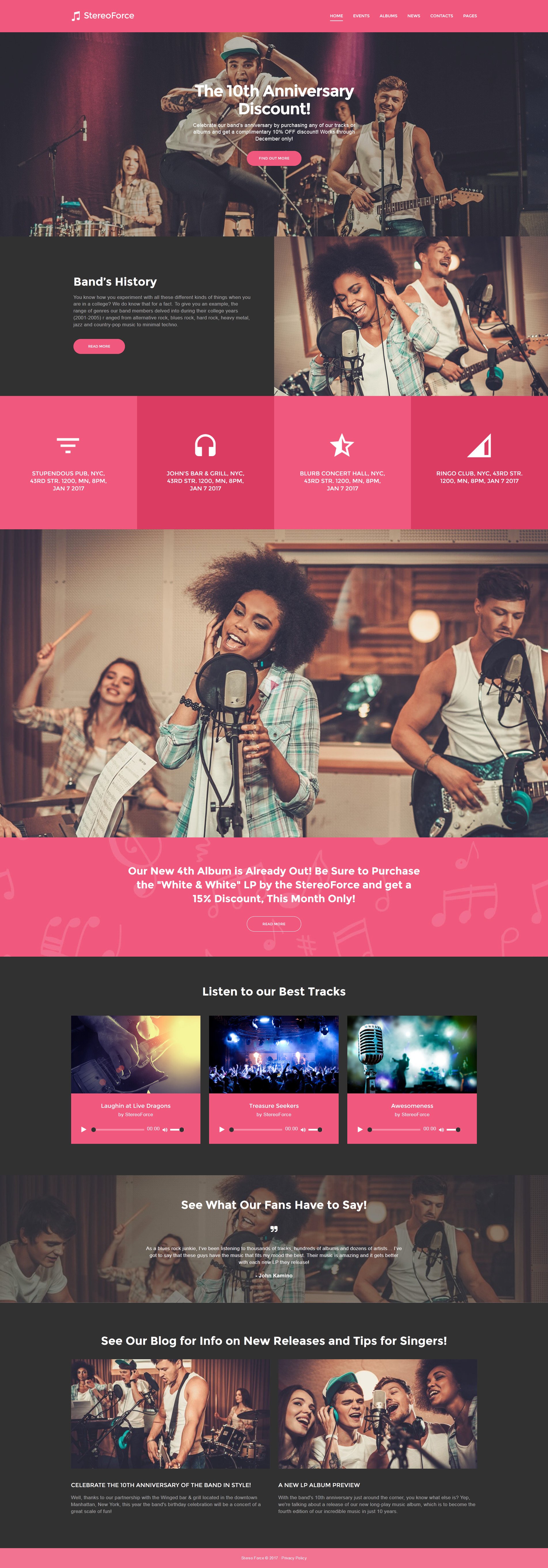 Tema De WordPress Responsive para Sitio de Grupos musicales #58988 - captura de pantalla