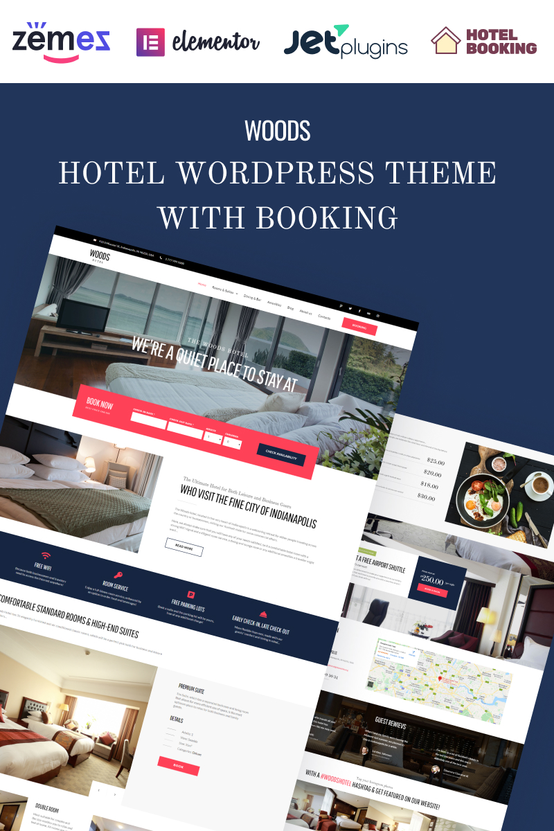 Tema De WordPress "Woods Hotel" #58970