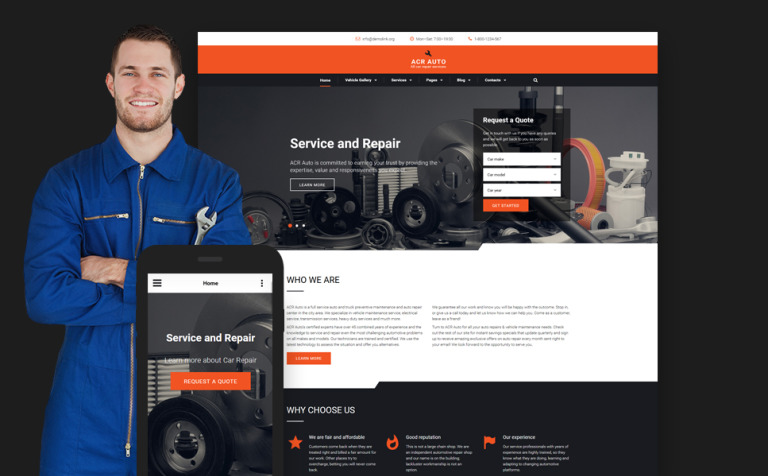 ACR Auto Parallax Website Theme Big Screenshot ACR Auto Website Template New Screenshots BIG