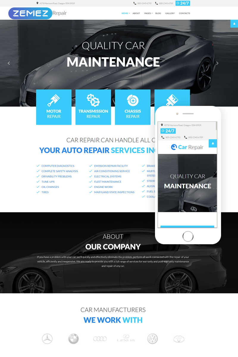 "Car Repair" - адаптивний Joomla шаблон №59094