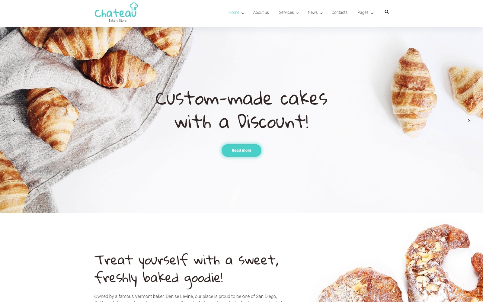 "Chateau - Bakery and Receipts" - адаптивний WordPress шаблон №59016
